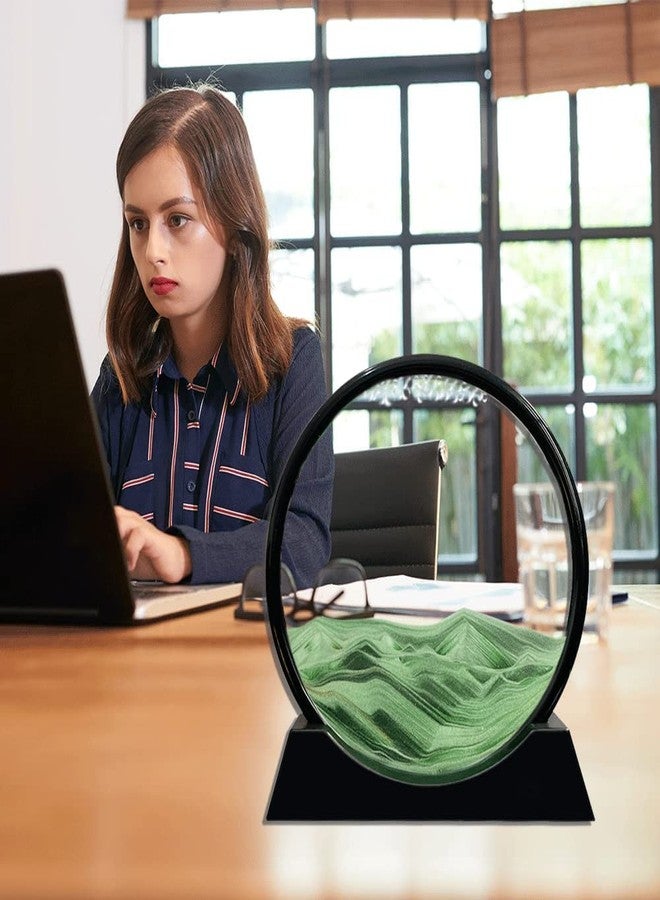 DOEASY لوحة فنية ثلاثية الأبعاد متحركة من الرمل على الزجاج، لوحة سائلة ثلاثية الأبعاد للمناظر الطبيعية، قطع فنية لتزيين المنزل، هدايا عتيقة للأطفال، ديكور مكتب، قطع ديكور للطاولة (الجنة الخضراء) - Image 3